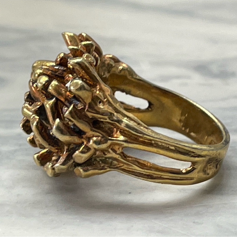 Vintage Sterling Silver Gold plated Nugget Cluster Statement Ring Size 7.75 - Picture 4 of 15